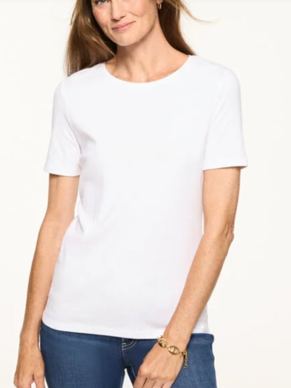 Talbots White Cotton Crewneck Tee NWT Asst Sizes